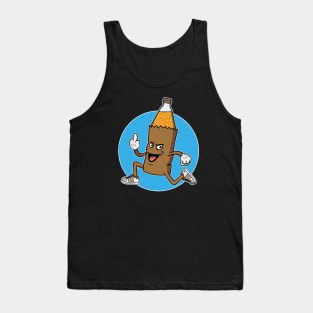 40oz Beer Bottle in a Brown Paper Bag Cartoony Mascot Tank Top